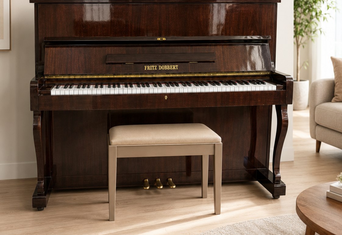 Piano acústico Fritz Dobbert marrom - Pianos Center
